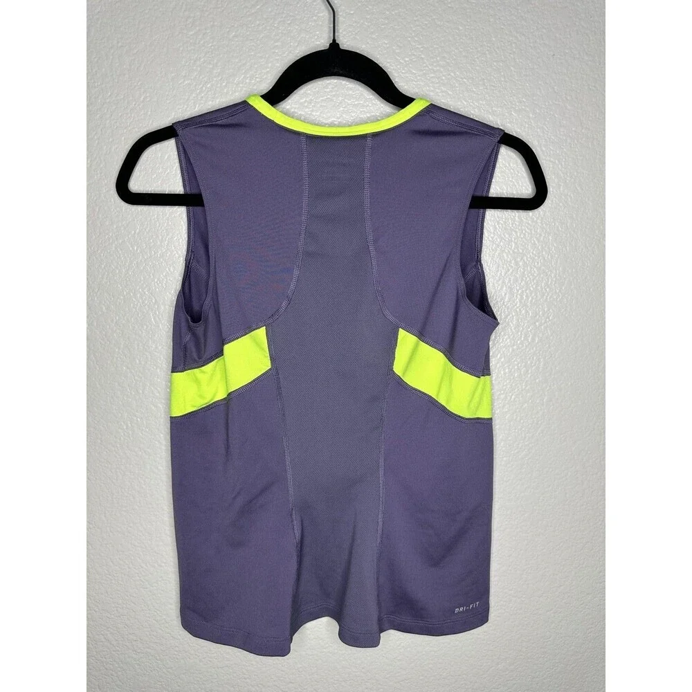 Nike Tennis Shirt Womens Medium Purple Yellow Dri-FIT Tank Top Sleeveless